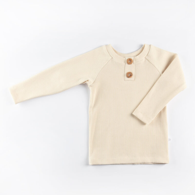 Lasten pitkähihainen paita, värivaihtoehto Vanilja, malli unisex